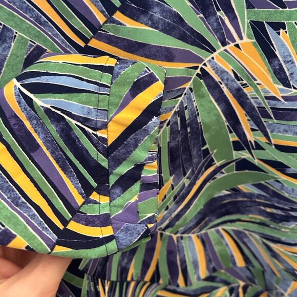 Nordstrom Halogen Women's Green and Yellow Patterned Bomber Jacket - Picture 7 of 7